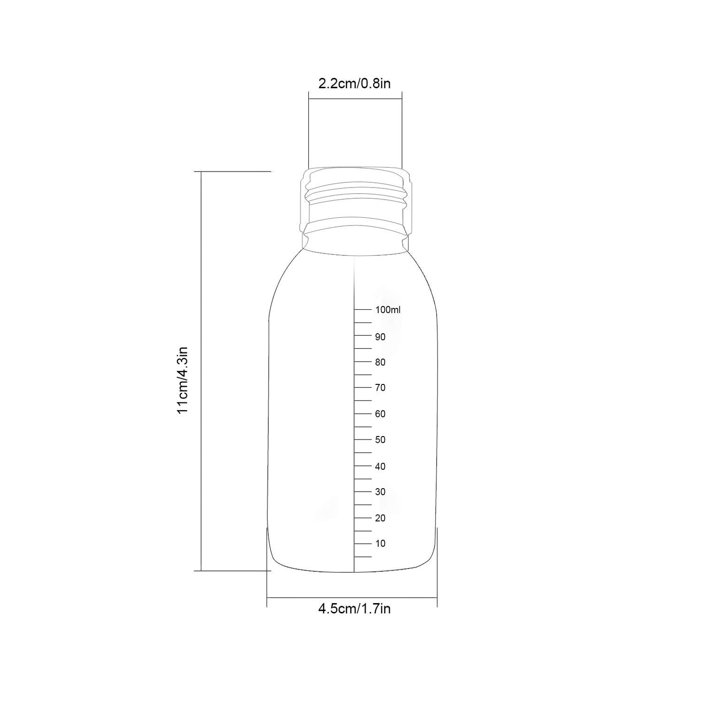 TRENDBOX Pack of 10-100ml Clear Empty PET Mini Storage 100ml/100g/100cc Bottles Hard Plastic Durable Turn Screw Cover Cap Round Filling Liquid Rhinestones Water Container