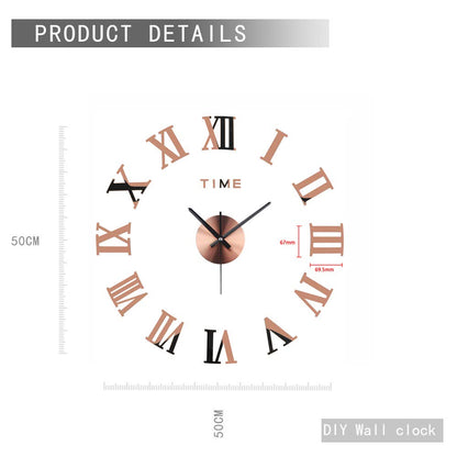 Amazlife 3D DIY Wall Clock, Modern Frameless Large 3D DIY Wall Clock Mirror Stickers Kit Decoration Home for Living Room Bedroom