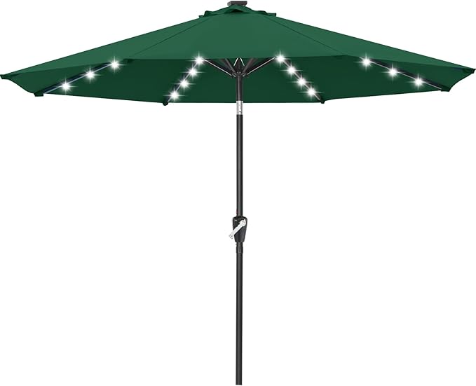 ABCCANOPY Durable Solar Led Patio Umbrellas with 32LED Lights 11FT (Deep Green)