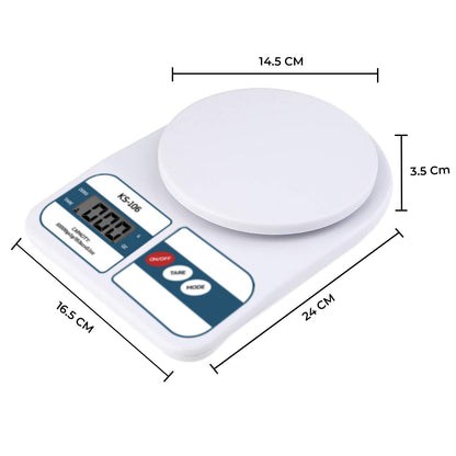 beatXP Kitchen Scale Multipurpose Portable Electronic Digital Weighing Scale | Weight Machine With Back light LCD Display | White |10 kg | 2 Year Warranty