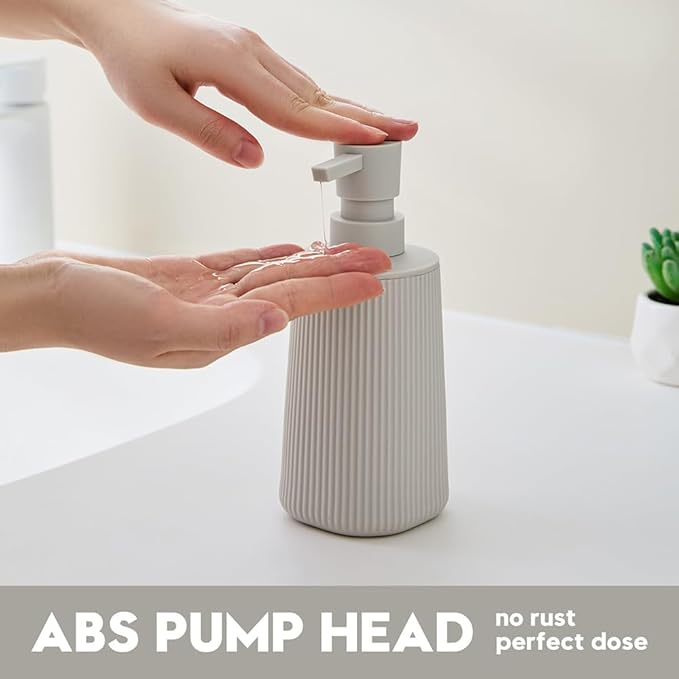 Small Soap Dispenser for Bathroom and Kitchen, Modern Farmhouse Striped Style