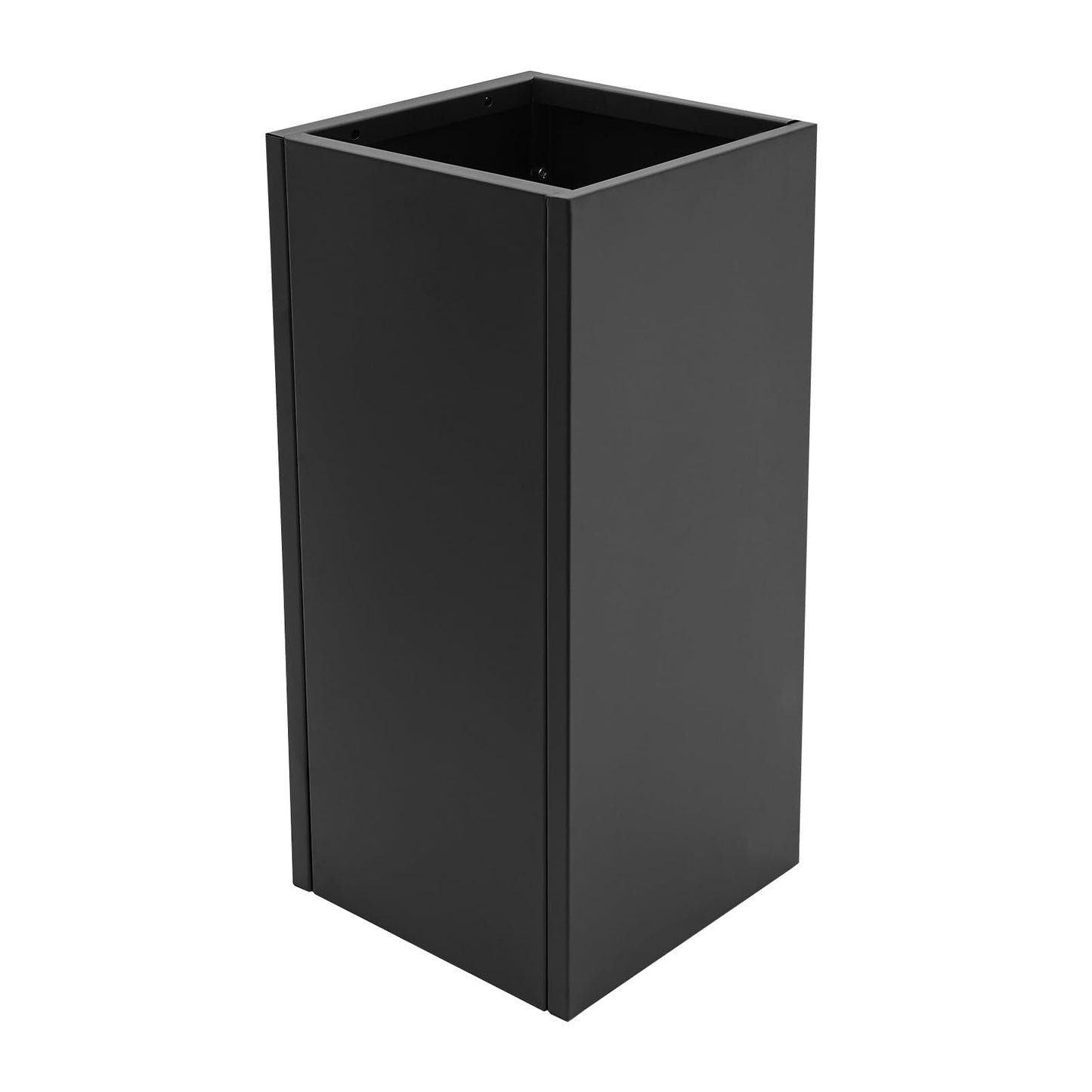 Tall Rectangular Planter for Plants, 14x14x30 Inch Large Black Metal Planter Box with Removable Shelf, Modern Indoor Outdoor Flower Pot for Patio, Porch, Garden (Black)