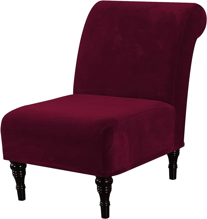 H.VERSAILTEX Armless Accent Chair Covers Thick Velvet Armless Chair Slipcovers