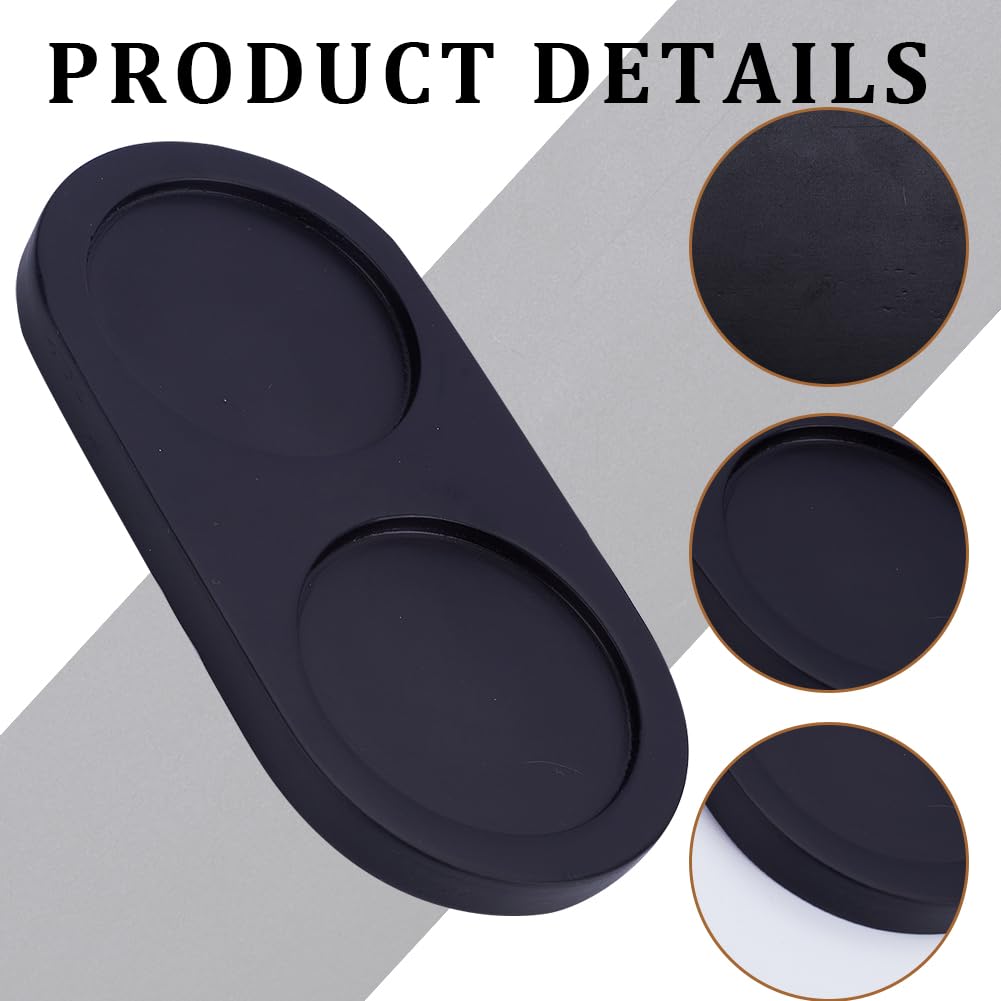 GORGECRAFT Black Wooden Salt and Pepper Mill Tray 2.28 Inch Acacia Wood Tray Peper Mill Holder Mills & Shakers Salt & Pepper Grinder Rest for 2 Mills Accessories Kitchen Storage Holder Home Crafts