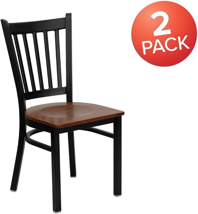 Flash Furniture 2 Pack HERCULES Series Black Vertical Back Metal Restaurant