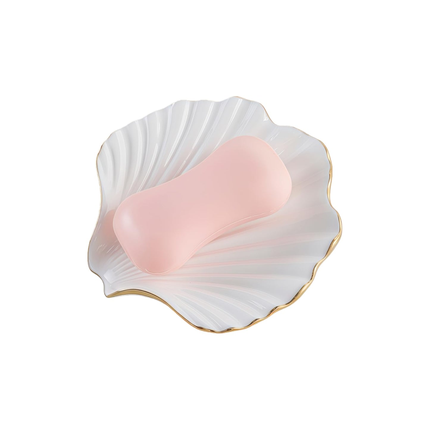Shell-Shaped Soap Dish with Self-Draining Design Glaze, Easy to Clean, Ocean-Style Home Decoration, Creative Gift
