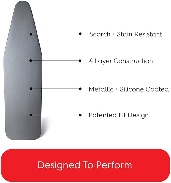 TIVIT Ironing Board Cover 20 x 56” – Made in Italy, Alumitek PRO Heat-Reflective