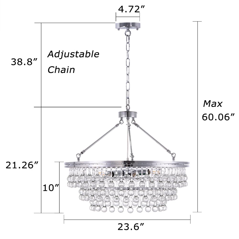 TOCHIC Modern Crystal Chandelier for Dining Room, 24 inch Chrome Chandeliers Light Fixtures Ceiling Hanging Crystal Pendant Lighting for Living Room, Kitchen Island Light, Bedroom Chandelier, 3 Tiers