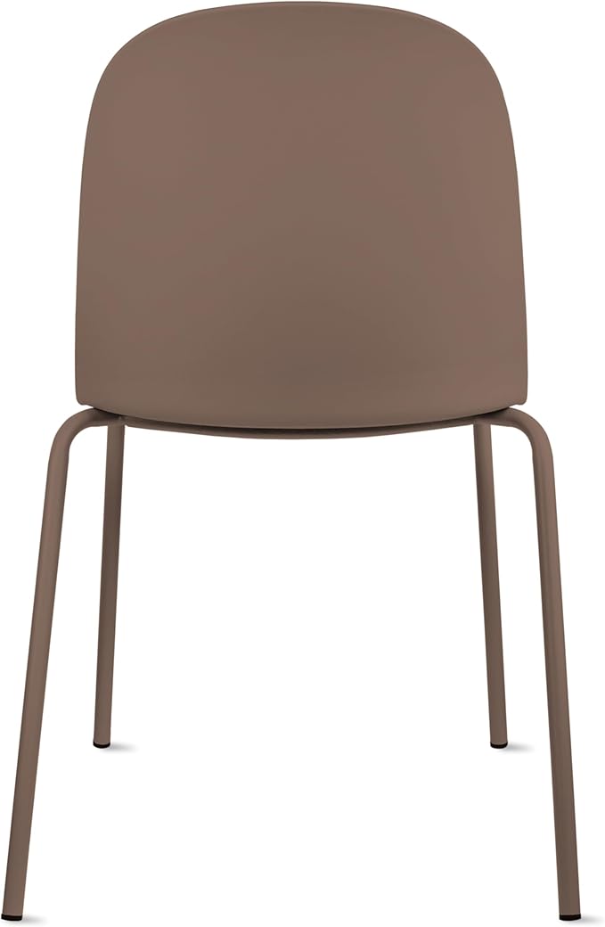 2xhome Modern Stackable Armless Dining Chair | Plastic Shell Seat with Metal Legs | Indoor or Outdoor Use | Home Kitchen Patio, Brown