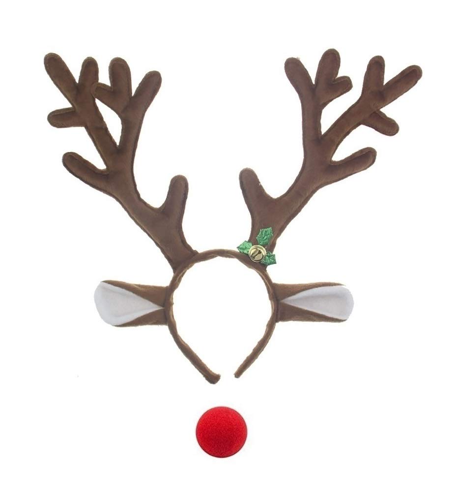 lontakids Reindeer Antlers Headbands with Red Nose for Adults Teens Christmas Santa Holiday Parties (One size, Deer)