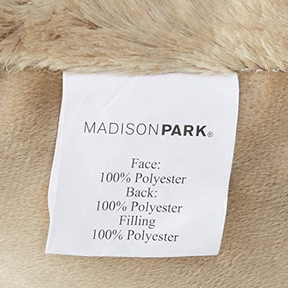 Madison Park Zuri Faux Fur Ombre Stripe Ultra Soft Luxury Decorative Throw Pillows, For Couch Bed With Insert, 20" x 20", Grey