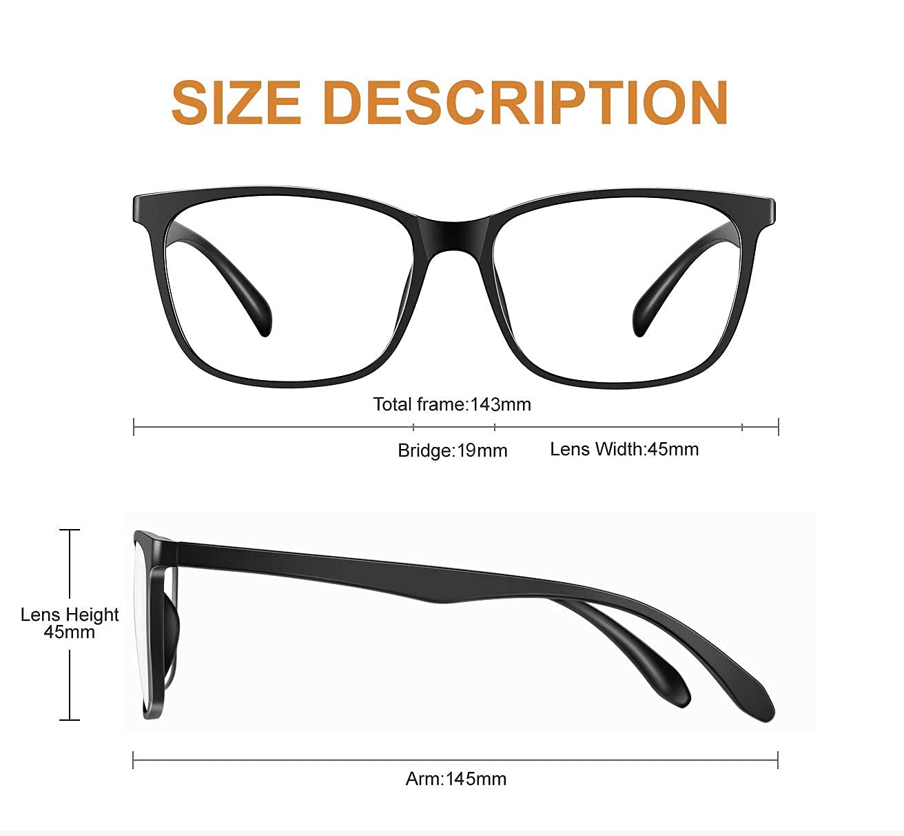 Tanlys 2 Pack Blue Light Blocking Glasses for Computer Eye Strain [Dry Eye & Sour Eye], Anti UV Reduce Headache Lightweight Classic Bluelight Blocker Glasses Men Women (Black Clear)