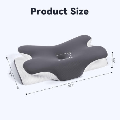 Cervical Cooling Ergonomic Pillow, Adjustable Ergonomic Memory Foam Pillow, Cervical Support & Relieves Neck and Shoulder Pain, Orthopedic Pillow for All Sleep Positions