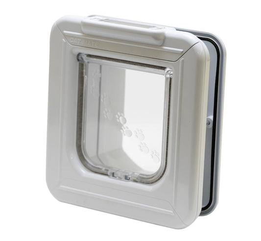 Cat Mate Elite Microchip Cat Flap with Digital Timer & LCD Display (355) - For Small to Average sized Cats, Easy Installation in UPVC Doors, Glass, and Wood, White