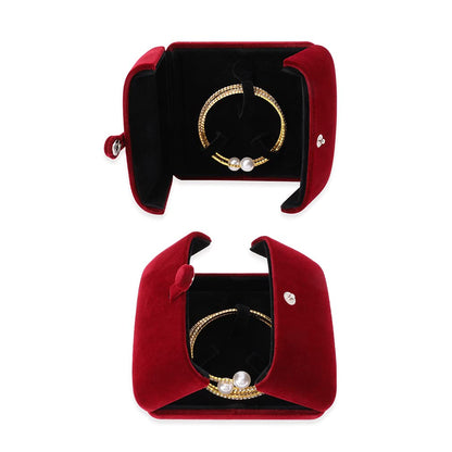 iSuperb Red Wine Velvet Bracelet Box Couple Proposal Jewelry Gift Box Engagement Ring Boxes Jewelry Display Storage for Wedding Anniversary (Bracelet box)