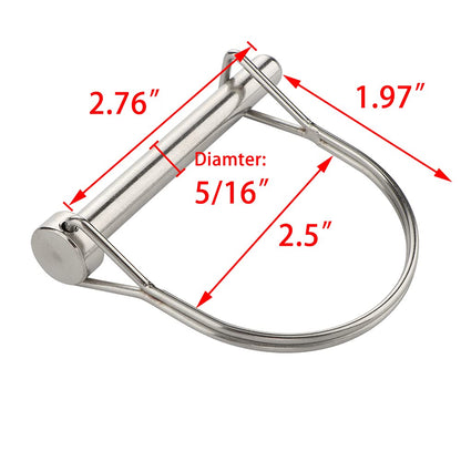 VTurboWay 4 Pcs Safety Coupler Pins 5/16"" x 2-3/4""(8mm x 70mm), Shaft Locking Pin, Full Marine grade 316 stainless steel Heavy duty