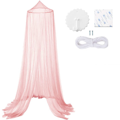 Eimilaly Bed Canopy Mosquito Net, Bed Canopy for Girls Room Decor - Insect Protection Hanging Canopy for Adults, Babies, Outdoor Camping, Pink/Single Door