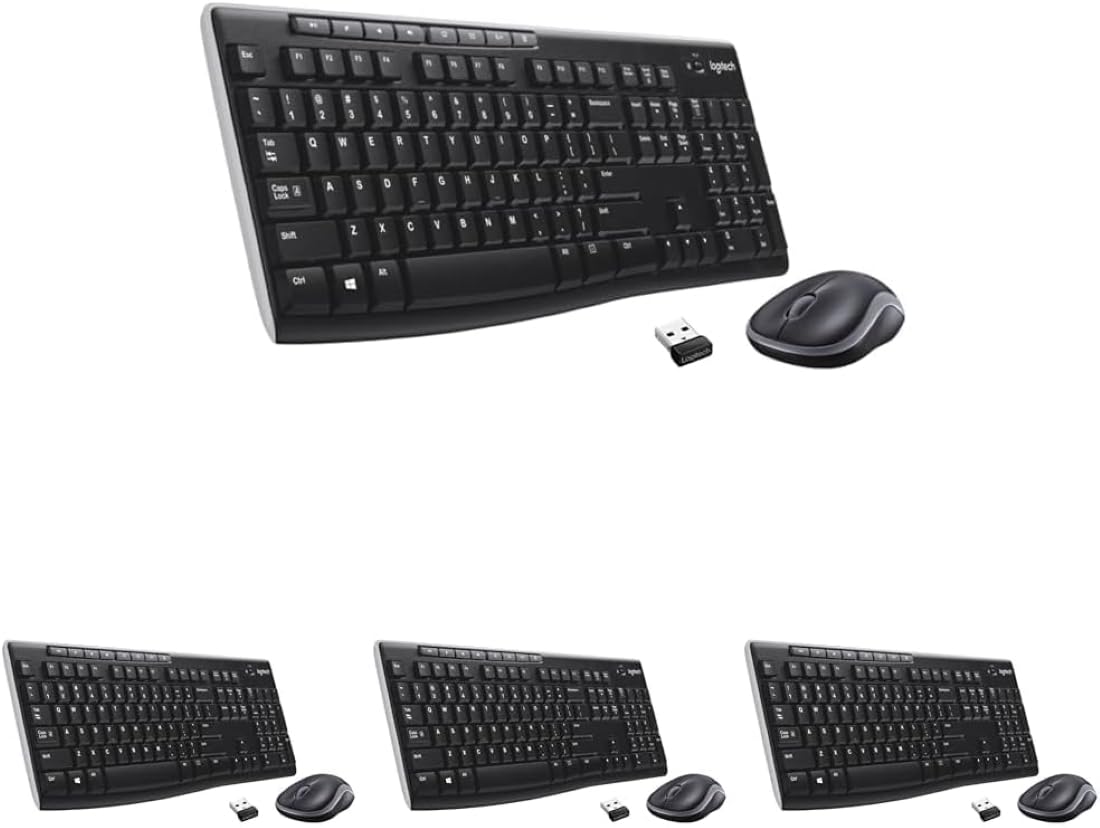 Logitech MK270 Wireless Keyboard and Mouse Combo for Windows, 2.4 GHz, 8 Multimedia Keys, PC, Laptop, Wireless Keyboard Compact Mouse Combo - Black