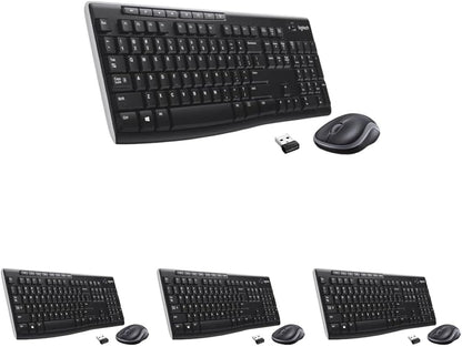 Logitech MK270 Wireless Keyboard and Mouse Combo for Windows, 2.4 GHz, 8 Multimedia Keys, PC, Laptop, Wireless Keyboard Compact Mouse Combo - Black