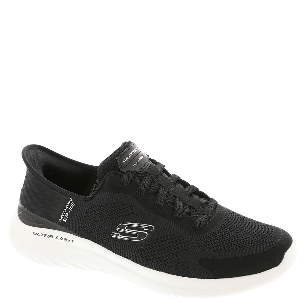 Skechers Men's Bounder 2.0 EMERGED, Black Mesh/White Synthetic, 10 UK