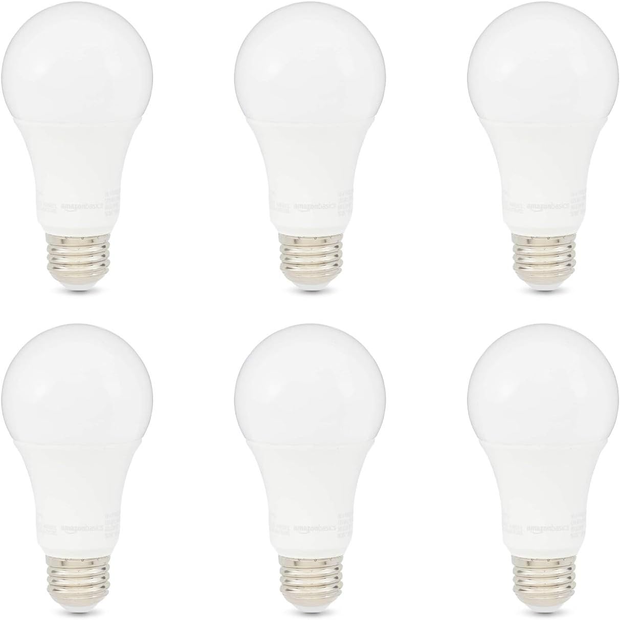 Amazon Basics A19 LED Light Bulbs 100 Watt Equivalent, Daylight White (5000K), Energy Efficient 15 W, Non-Dimmable, 10,000 Hour Lifetime, 6 count (Pack of 1)