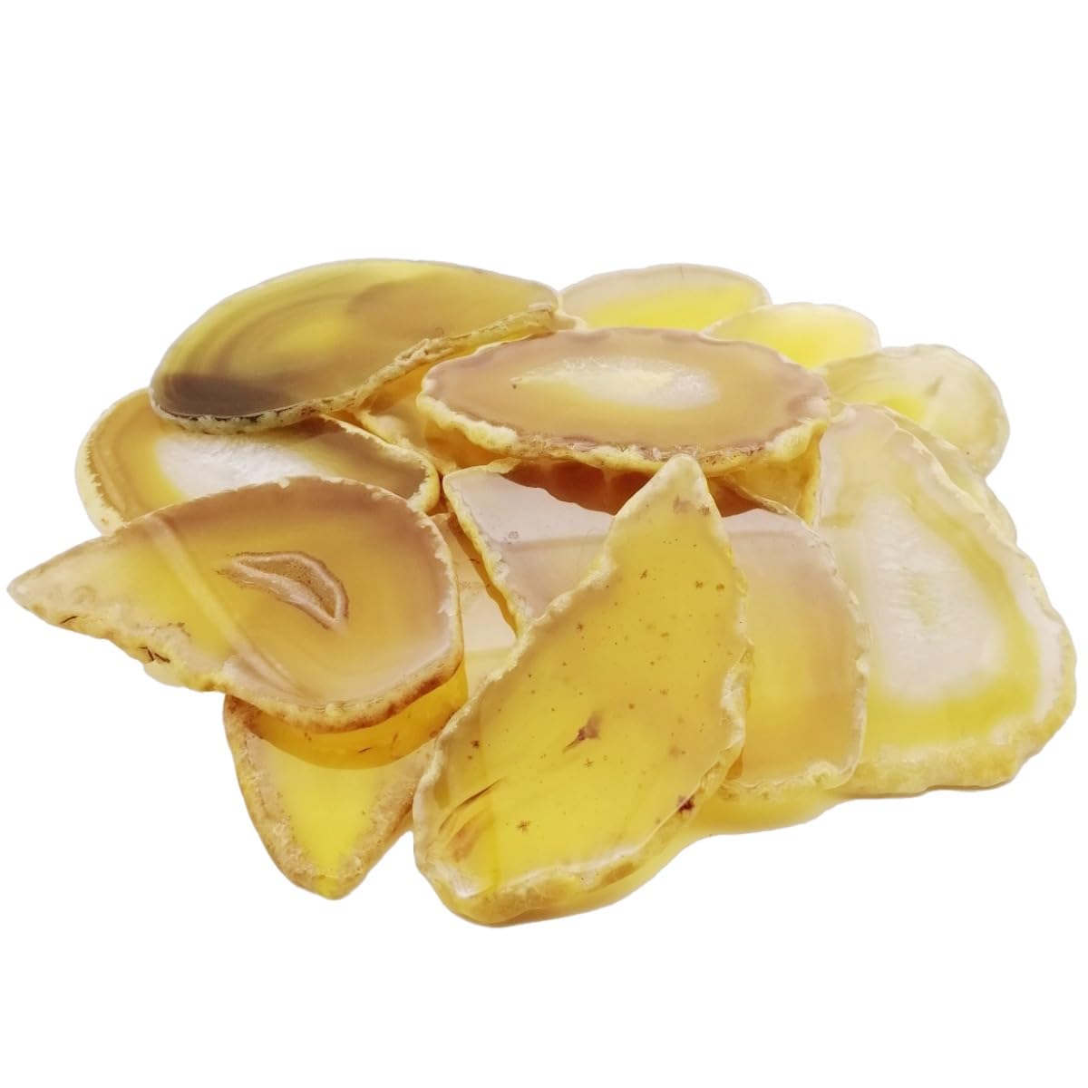 XMHOME 15Pcs Irregular Yellow Agate Slices Bulk Geode Slices Agate Place Cards Home Decoration DIY Gemstone Wall Art Jewelry Making Undrilled