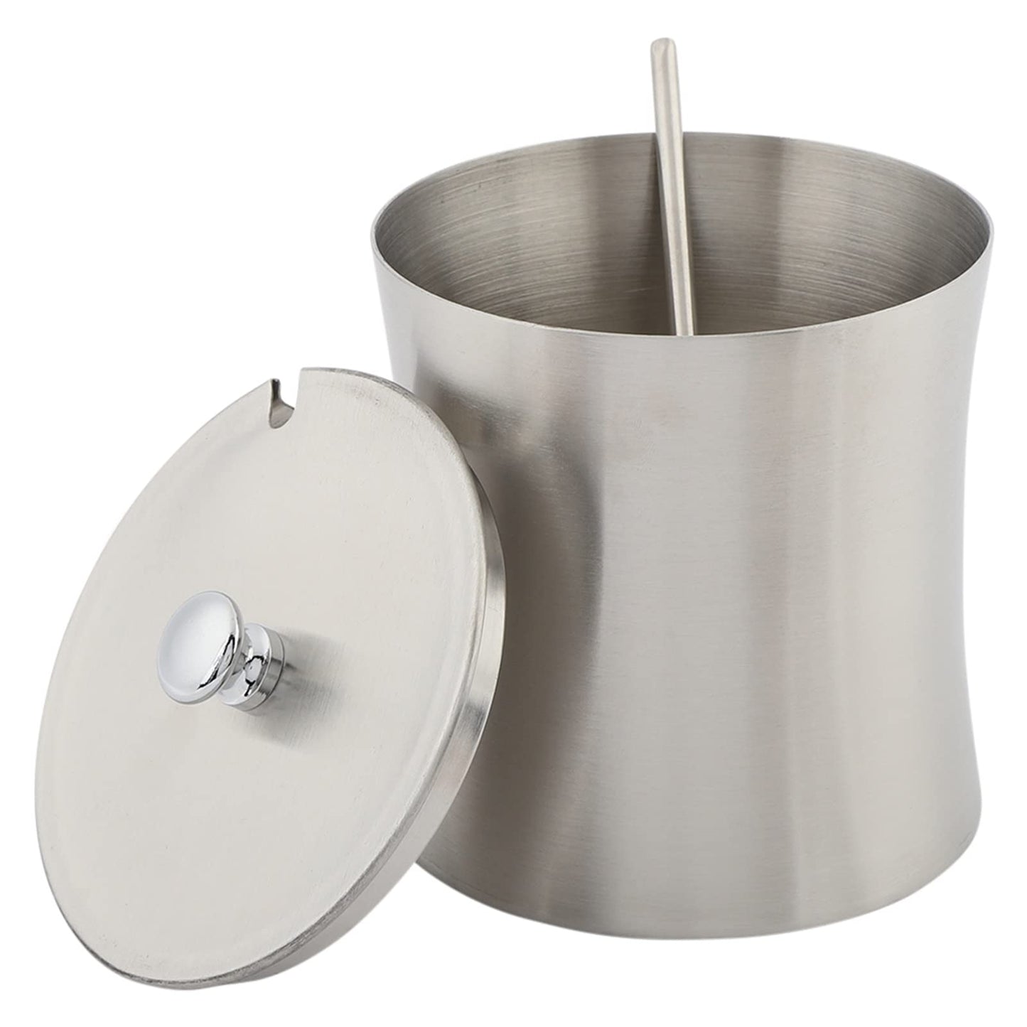 Oumefar Sugar Bowl Stainless Steel Jar Salt Pot Condiment Pot with Lid and Serving Spoons Kitchen Seasoning Container for Home Kitchen Restaurant