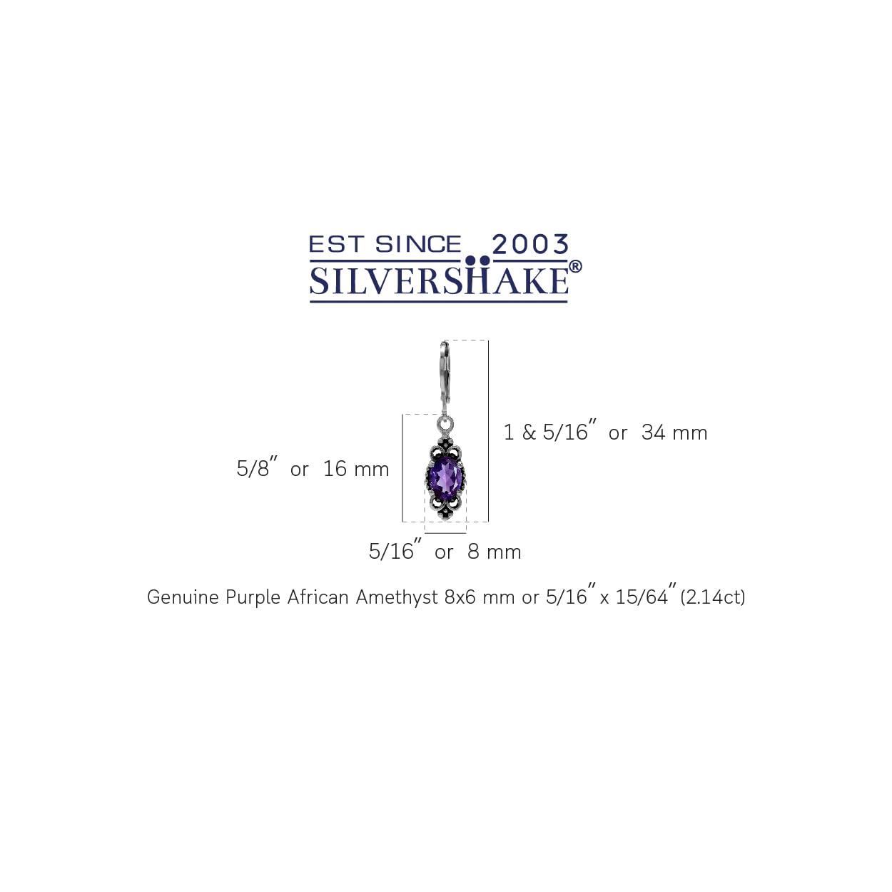 Silvershake 2.14ct. Natural African Amethyst 925 Sterling Silver Balinese Style Leverback Dangle Earrings