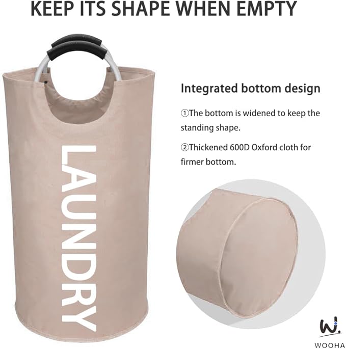 WOOHA 125L Large laundry basket, Collapsible laundry hamper, Tall Clothes
