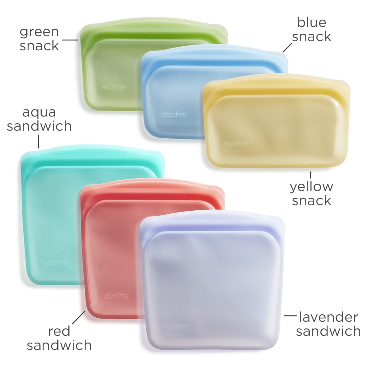 Stasher Premium Silicone Reusable Food Storage Bags, 2-Pack, Clear, Multi-Use Food Storage Bags, Lunch Bag, Travel Containers, BPA Free, Leak-free, Dishwasher-Safe, Eco-friendly