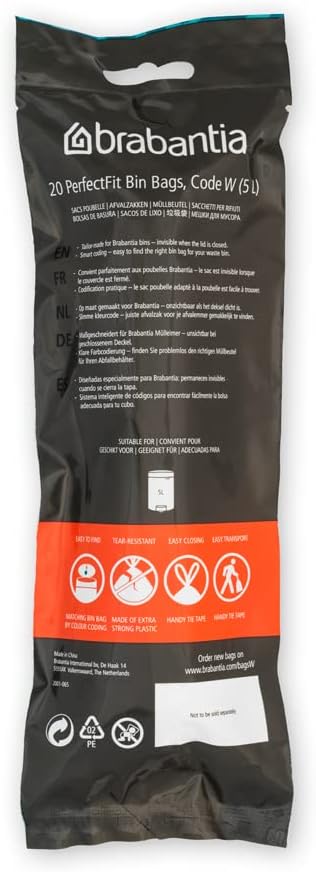 Brabantia PerfectFit Trash Bags Thick Plastic Trash Can Liners