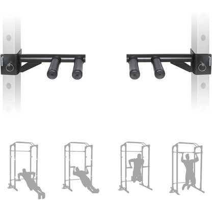 SYL Fitness Dip Bar Attachments for 2" x 2" or 3" x 3" Power Rack - Narrow & Wide Dips Double Handles (Patent Pending) (For 3" x 3" Rack)