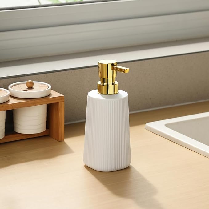 Small Soap Dispenser for Bathroom and Kitchen, Modern Farmhouse Striped Style