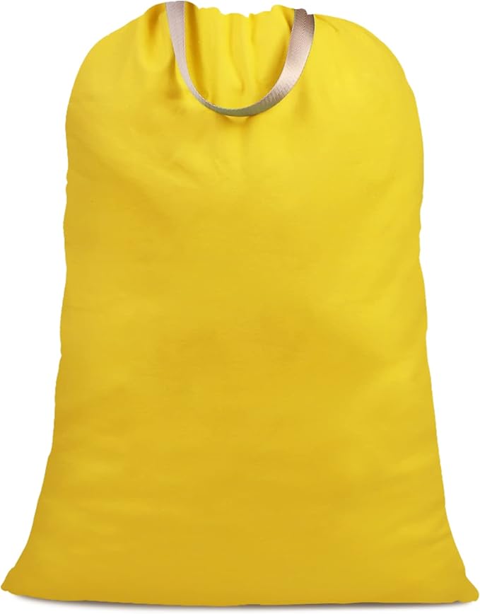 Cotton Canvas Laundry Bag with Handles & Drawstring Straps, Heavy Duty Extra