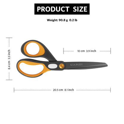 KUONIIY Scissors 8 Inch Ultra Sharp Titanium Coating Blades Soft Comfort-Grip Handles Multi-Purpose Scissors Set of 4