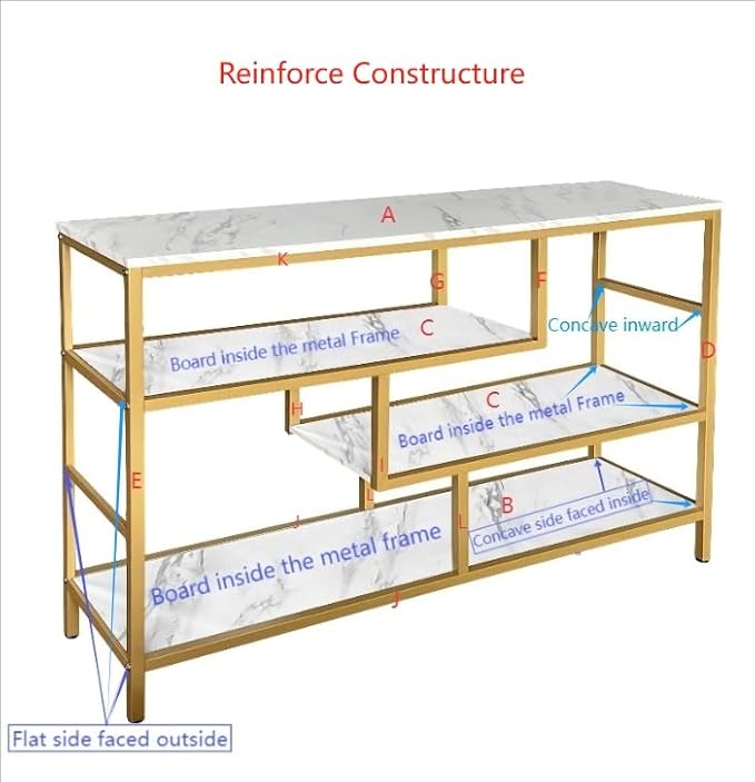 AT-VALY Console Table 4-Tier Storage Shelves Entryway Table Hallway Tables