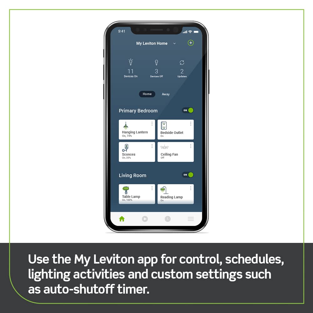 Leviton Decora Smart Switch, Wi-Fi 2nd Gen, Neutral Wire Required, Works with Matter, My Leviton, Alexa, Google Assistant, Apple Home/Siri & Wired or Wire-Free 3-Way, D215S-1RW, White