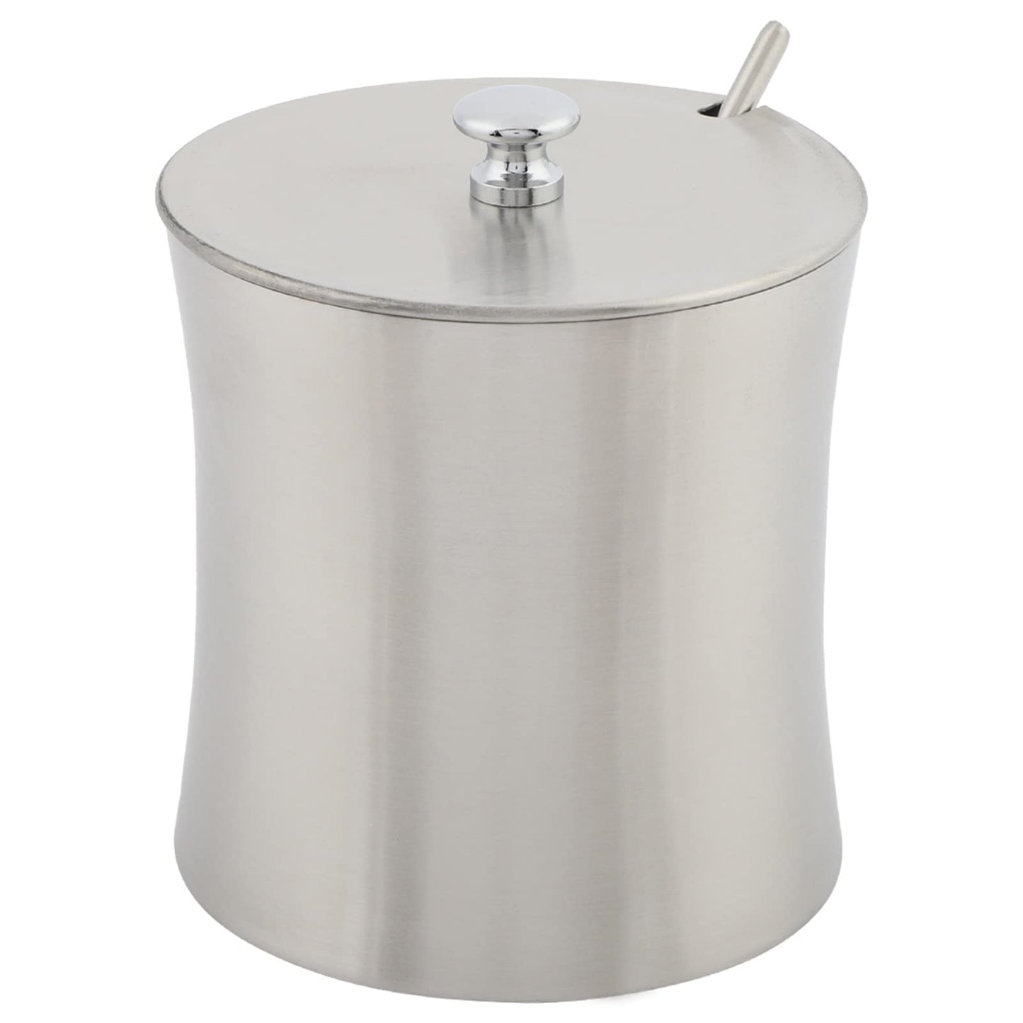 Acouto Salt Bowl with Lid and Spoon, Stainless Steel Sugar Bowl Salt Seasoning Condiment Pot Jar with Cover and Spoon