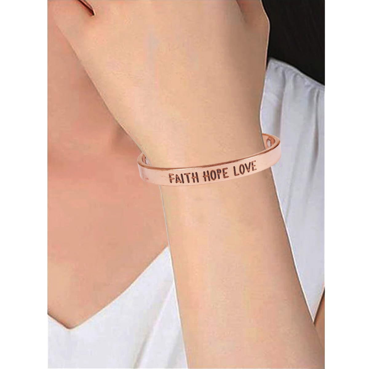 Touchstone copper bracelets | gift for men women |adjustable 100% pure solid real magnetic jewelry | handmade bracelet set combo | rope braided tibetan bangles. Set of 3 different messages engraved.