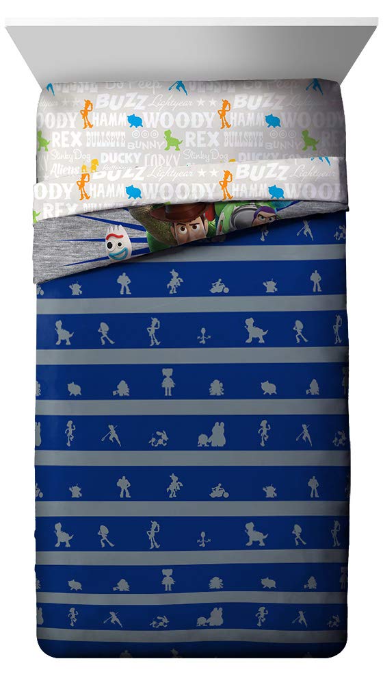 Jay Franco Disney Pixar Story 4 All The Twin/Full Comforter & Sham Set - Super Soft Kids Reversible Bedding Features Woody & Buzz Lightyear - Fade Resistant Microfiber(Official Disney Pixar Product)
