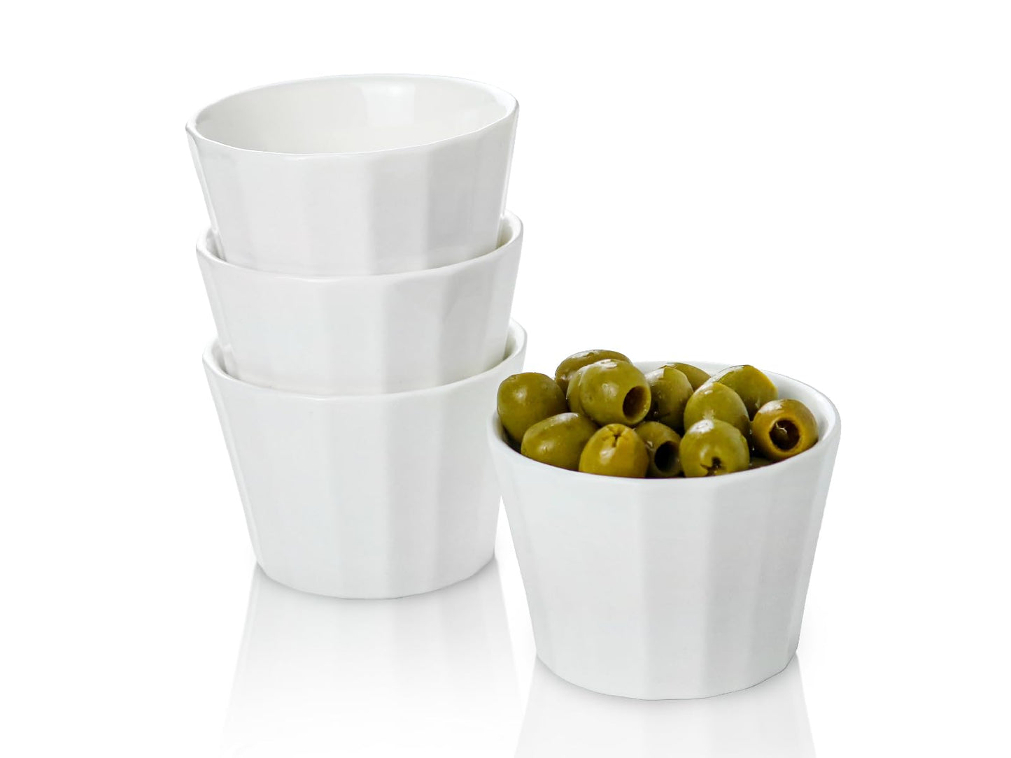 HillSpring 5 oz Porcelain Dipping Bowls, Pinch Bowl Set, White Small Bowls for Prep, Sauces and Charcuterie Board, Set of 4