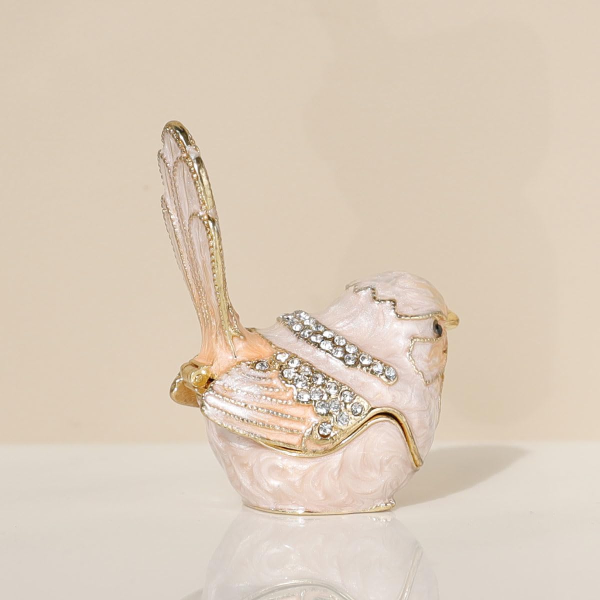 SIQIZHOU Bird Trinket Box Golden Crystal Enameled Hand-Painted Hinged Animal Jewelry Box, Elegant Home Decor & Unique Gift for Bird Lovers decor for home