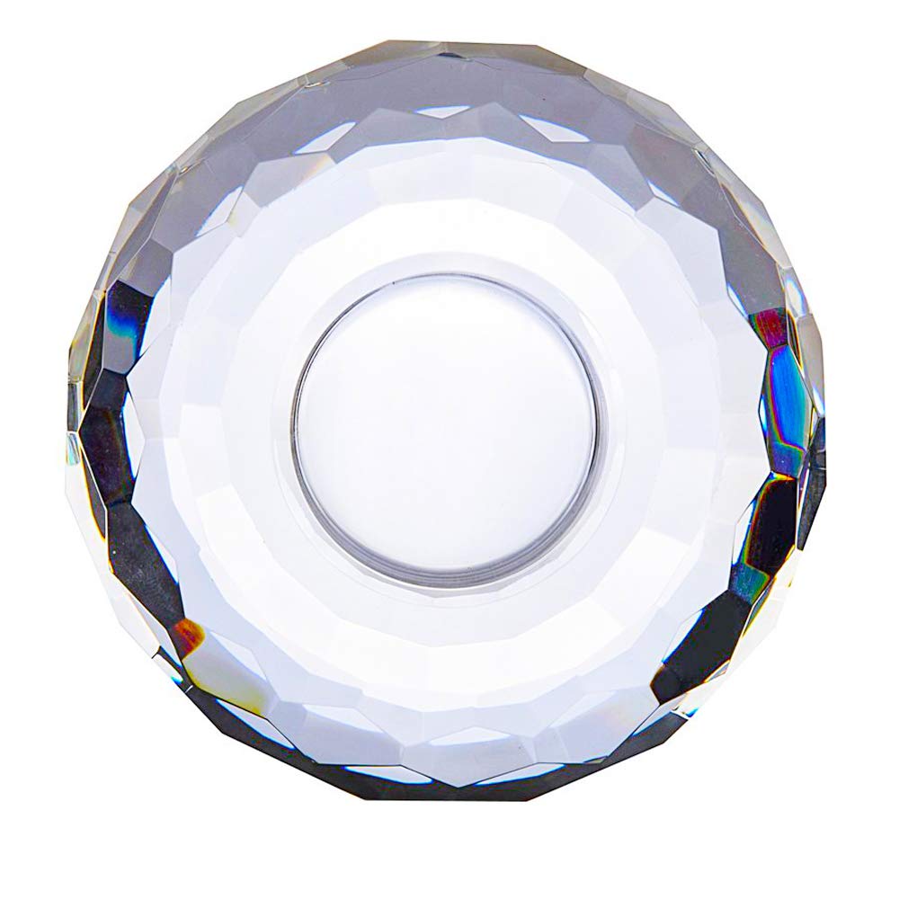 Donoucls Crystal Tealight Candle Holders, Handmade Cut Crystal Candle Holder Banquet Decorations for Home 3.2" Diameter x 1.6" High Set of 2