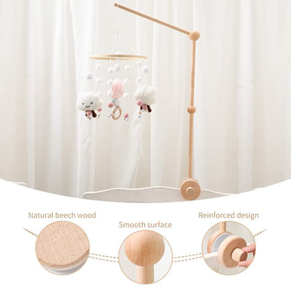 Promise Babe Wooden Crib Mobile Arm Holder - Adjustable DIY Baby Mobile Stand Bracket Holder for Hanging Bed Bell Wind Chimes Nursery Deco