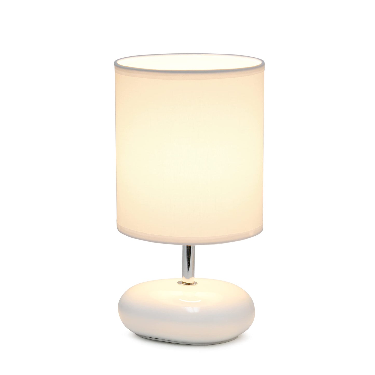 Simple Designs LT2005-WHT Stonies Small Stone Look Table Desk Bedside Lamp, White