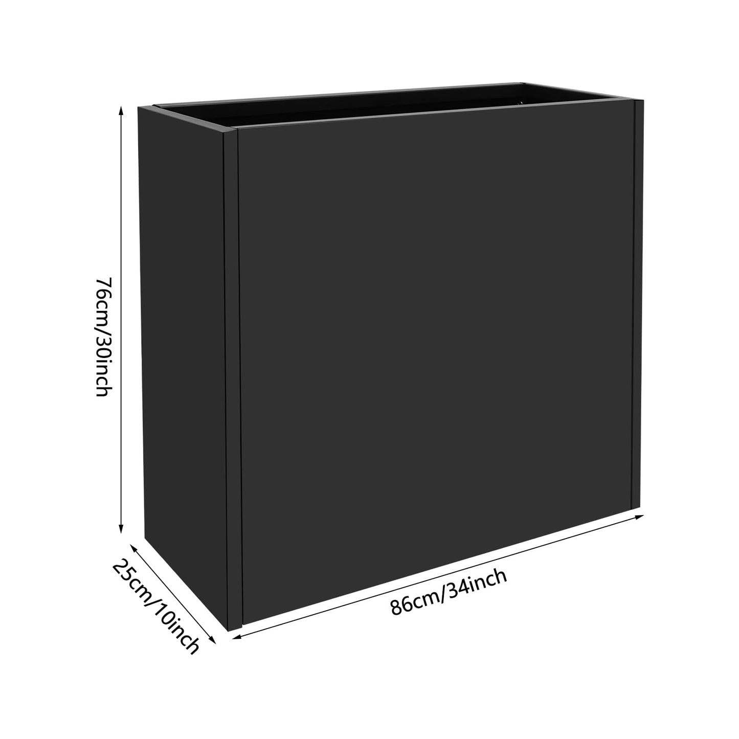 Metal Planter Box, 34*10*30In Rectangular Steel Planter Box with Water Bag and Gloves, Indoor &outdoor Metal Garden Box with Drainage Hole for Gardens, Courtyards, Balconies, Black (30 In Tall)