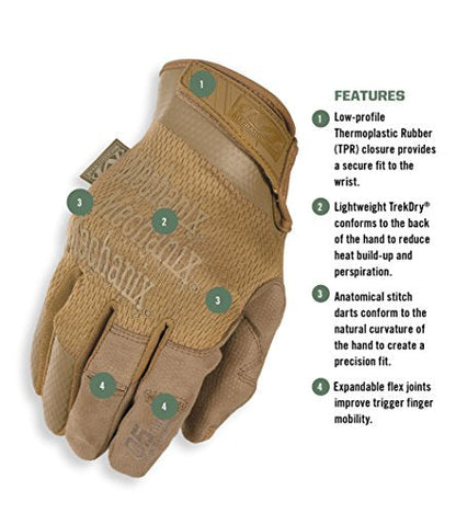 Mechanix Wear - High MSD-72-009 Dexterity Coyote Gloves (Medium, Brown) MSD-72-009