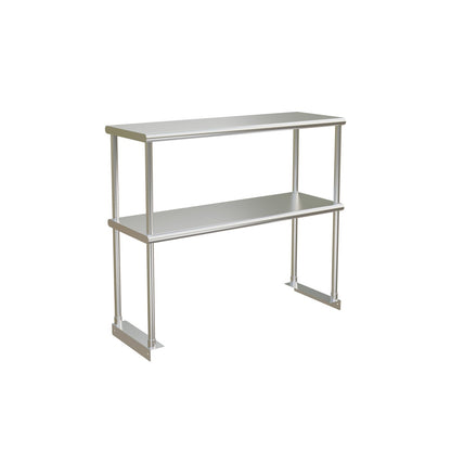 STABLEINK NSF Stainless Steel Double Overshelf for Prep & Work Table 12x36 Inches, 2 Tier Rack Shelves for Commercial Restaurant, Home Kitchen, Laundry and Garage