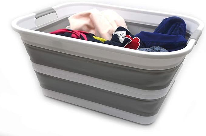 SAMMART 42L Set of 2 Collapsible Plastic Laundry Basket