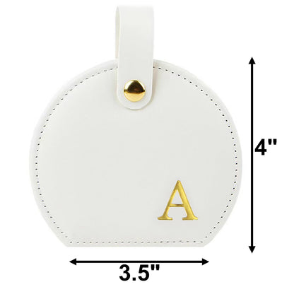 Travel Jewelry Case,Personalized Jewelry Box,Elegant Half-Moon Design with Personalized Golden Initial Case,Personalized Gifts for Women,Jewelry organizer;Personalized Gifts for Women or Friends(A)